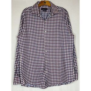 Tommy Hilfiger Shirt Mens LARGE Pink Check Athletic Fit Button‎ Up Long Sleeve